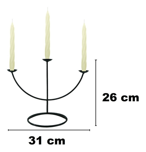 Imagem 3 de 5 de Castiçal 3 Arcos Porta Vela Branca Candelabro Decorativo