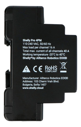 Medidor de electricidad digital doméstico Shelly Pro a las 4 p.m.