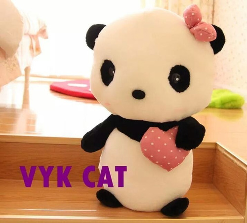 Peluche Panda Antialergico Corazon + Bolsa Regalo