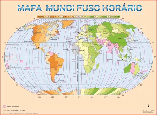 Mapa do mundo Fusos horários de parede