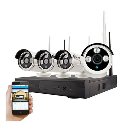 Kit Seguridad Nvr 8 Ch 4 Camaras 2mp Wifi Vigilancia Purare 