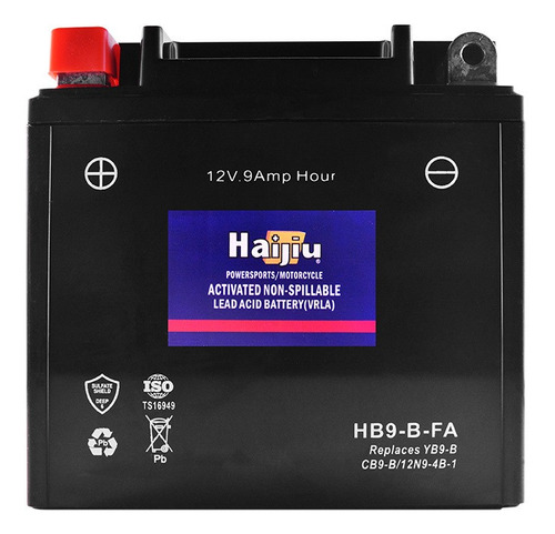 Batería Moto Haijiu Hb9-b-fa Agm Gel Libre Mant. Cuotas