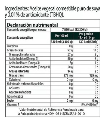 Aceite Nutrioli De 800ml Paquete Con 3 Piezas