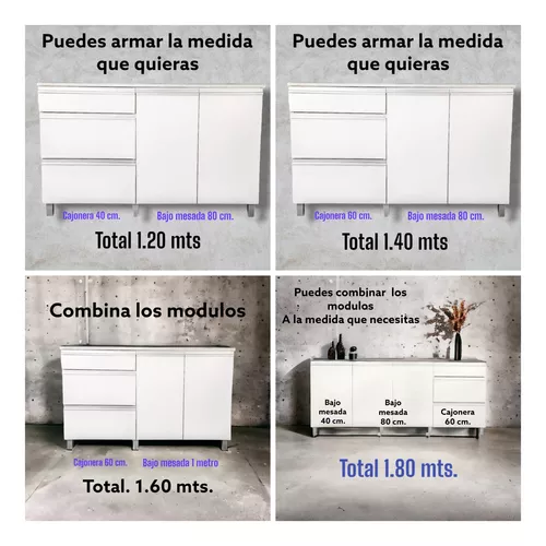 Bajo Mesada 1,40 Mueble Cocina Melamina 18mm Premium