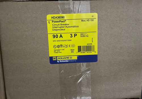 Interruptor Termomagnetico 90a I-line Hda36090 Squared