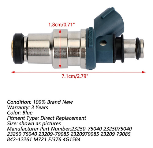 Zh Inyector De Combustible 23250-75040 For Toyota Tacoma