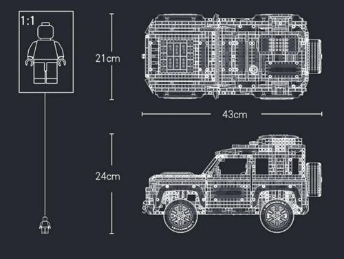 Bloco De Montar Land Rover Defender Technic - 2573pçs