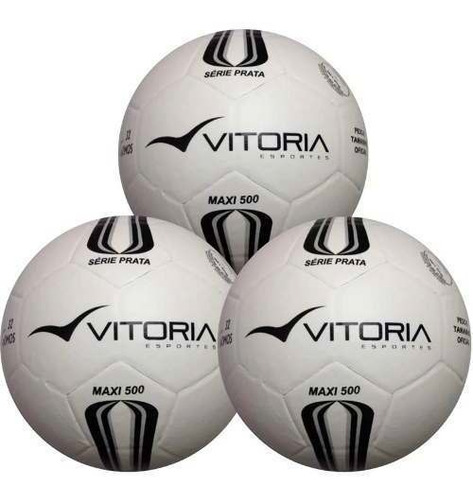 3 Unidades Bola Futsal Vitoria Oficial Prata Max 500 Quadra