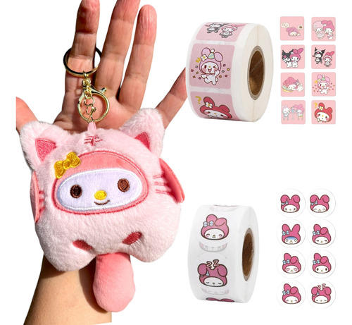 Pack My Melody 2 Rollos Stickers + Llavero Peluche