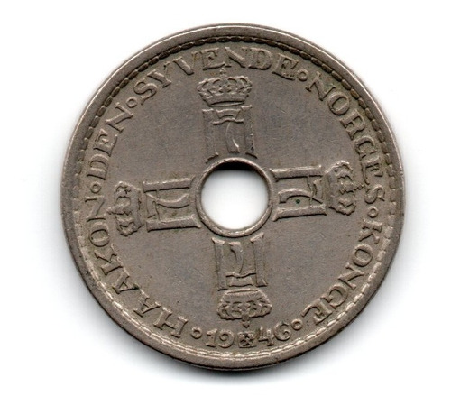 Noruega Moneda 1 Krone Año 1946 Km#385