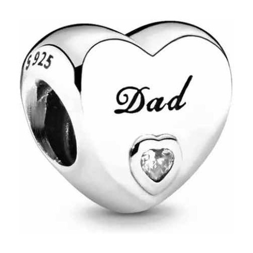 Charm 100% Plata Dije Dad Papá Corazón Compatible Pandora