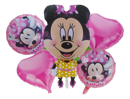 Kit Globos Metálicos Minnie Mouse. Fiesta. Cumpleaños. 