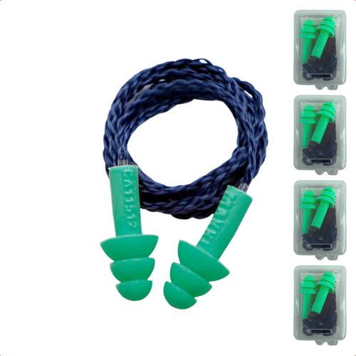Kit 100 Protetor Auricular Plug Abafador 18db Pré Moldado Cor Verde