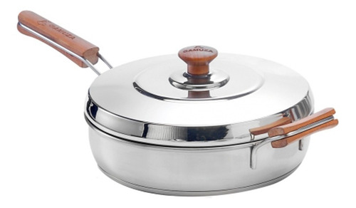Imagen 1 de 2 de Sarten Guisera Gamuza Le Cheff Triple Fondo 24cm Mango Y Asa