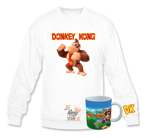 Poleron Cuello Polo + Taza, Donkey Kong, Nintendo, Juego Clasico, Arcade, Fans, Xxl