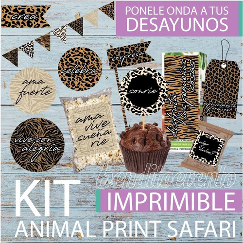 Kit Imprimible Desayuno Animal Print Felicidades Mujer Amiga