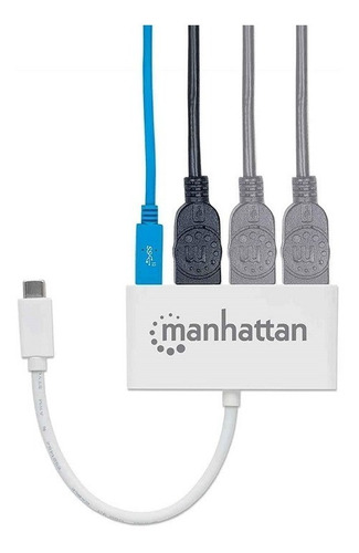 Hub Manhattan Usb-c De 3 Puertos Usb-a Y 1 Puerto Usb-c