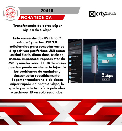 Hub Usb-c A Hdmi 4k@30hz / 3 Puertos Usb / 70410