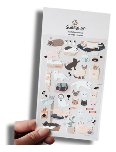 Stickers Pvc Plancha 10x19 Cm Suatelier Cats Gatitos Gatos 