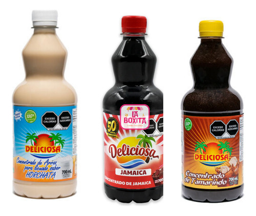 Pack Concentrado De Horchata, Tamarindo Y Jamaica 700ml C/u
