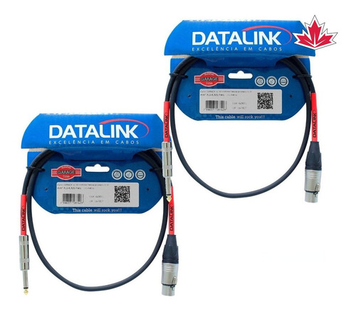 Kit 2 Cabo Desbalanceado Datalink Garage Xlr P10 1m