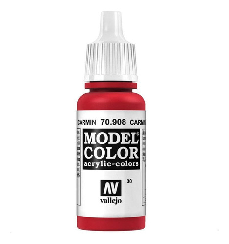 Vallejo Model Color 17ml Pintura Acrílica Color 30 Rojo Carmín 70.908