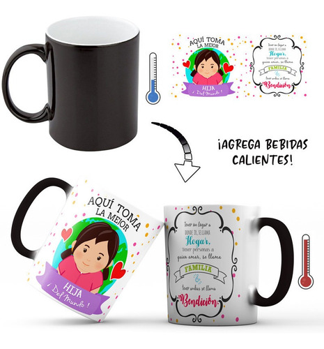 Mug Pocillo Mágico Aquí Toma Hija Pequeña Regalo