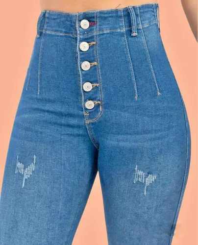 Pantalones Jeans Strech De Dama 5botones Súper Fajero Mujer