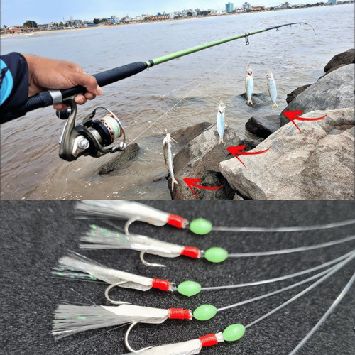 Kit 06 Cartelas Sabiki Marine Sports N° 14, 16 E 18