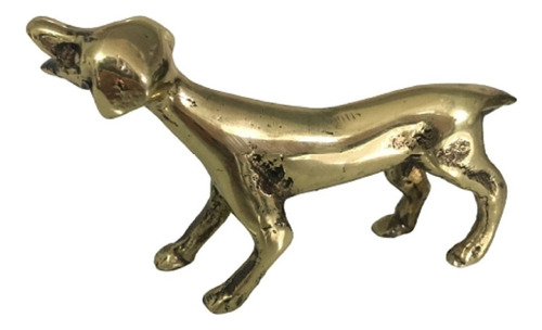 Cachorro Caçador Em Bronze Magnífico Maravilhoso Amigo Belo Cor Dourado-escuro