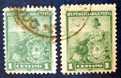 Argentina, Lote 2 X Gj 240 Libertad 1c 12 1-4 Colores L4340