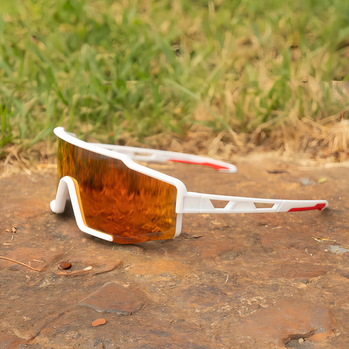 Óculos De Ciclismo Rockbros White Red Polarized Mtb Speed