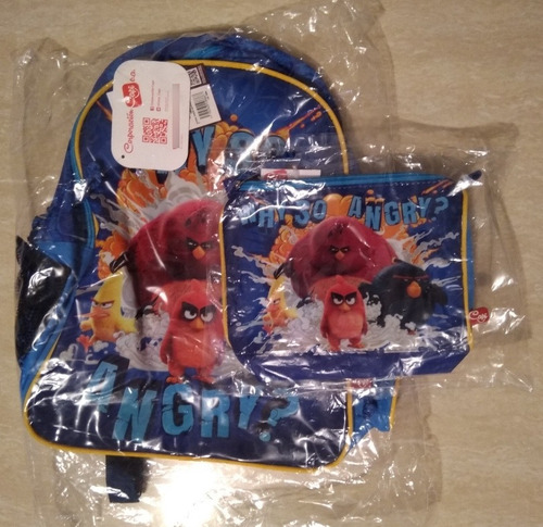 Imagen 4 de 4 de Combo Bolso Morral Escolar Angry Birds Original Capi Nuevo!