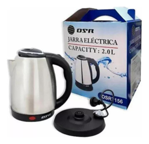 Pava Jarra Eléctrica Metálica 2 Litros Acero Inoxidable Plateado