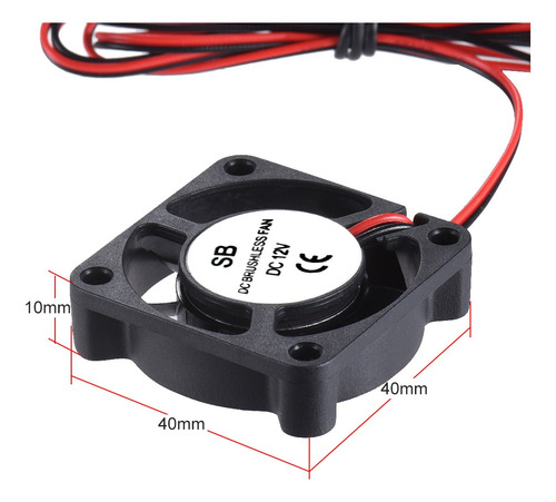 Imagen 3 de 8 de 2pcs Anet 40 * 40 10 Mm Dc 12v Sin Escobillas Ventilador De