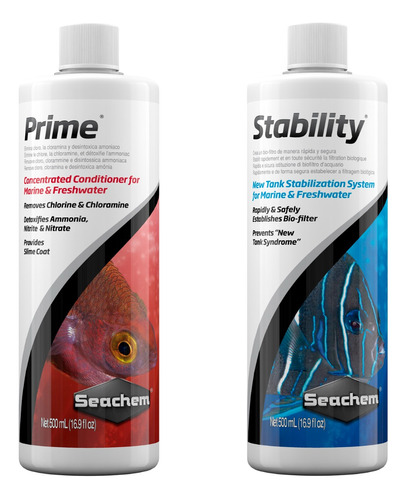 Combo Prime Stability 500ml Cambio Agua Peces Acuario Pecera