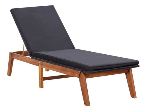 Camastro Con Mesa Polirratán Y Madera Maciza De Acacia