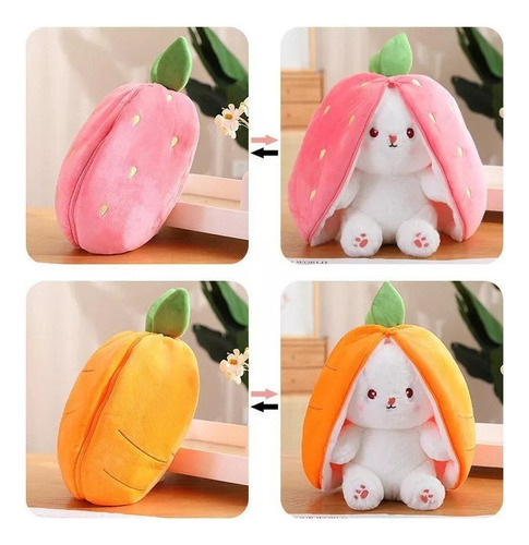 2pcs Juguete De Peluche Conejo Conejito De Zanahoria/fresa