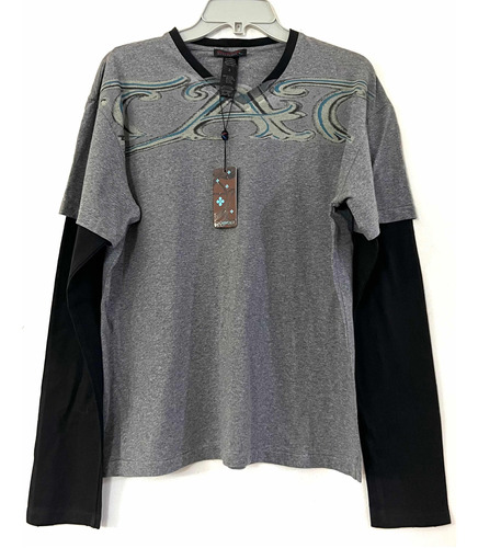 Polera Marca Custo Barcelona Talla 2 O M Gris Negro Usado