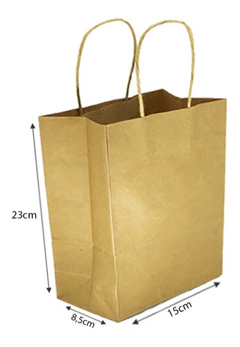 Sacola Kraft 110 Grama Pp 100 Unidades 15 Cm X 8,5 Cm X23 Cm