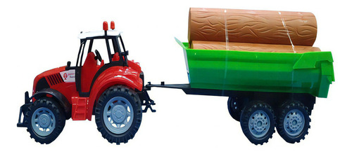 Vehiculo Tractor Transportador De Madera 95645 Color Rojo