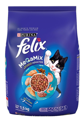 Alimento Felix Megamix para gato adulto sabor mix en bolsa de 1.5kg