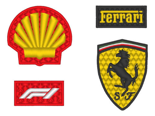 Pack Apliques Bordado Ferrari F1 Shell Disfraz Para Coser