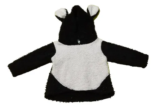 Buzo Peluche Beb Blanco Y Negro Orejitas Y Gorrito Meses sin