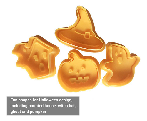 Juego De 4 Cortadores De Émbolo 3d For Halloween, Sellos Pa