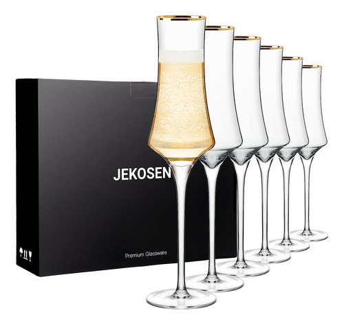 Nuevo Champagne Flautas Copas 8oz Juego De 6 Cristal Cl...