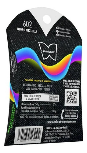 14 Pzas Colorante Para Telas Mariposa 602 Negro Mezclilla 32