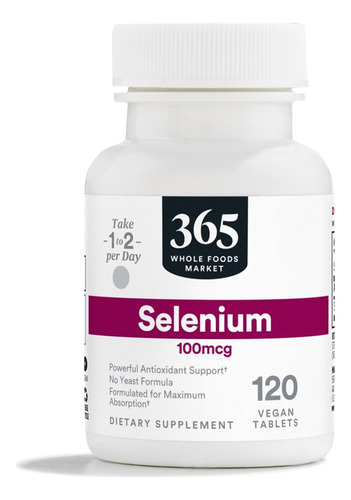 Suplemento 365 De Whole Foods Market, Selenio, 100 Mcg, 120