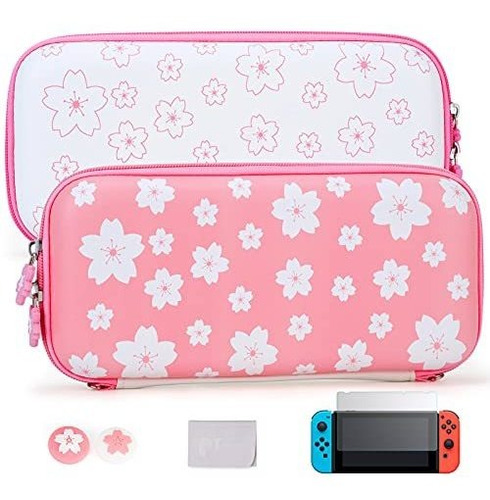 Estuche Protectora Para Nintendo Switch Flores Cerezo Rosa