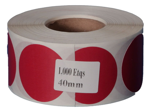 1,000 Etiq. Térmica Directa 40mm Rojo Circular